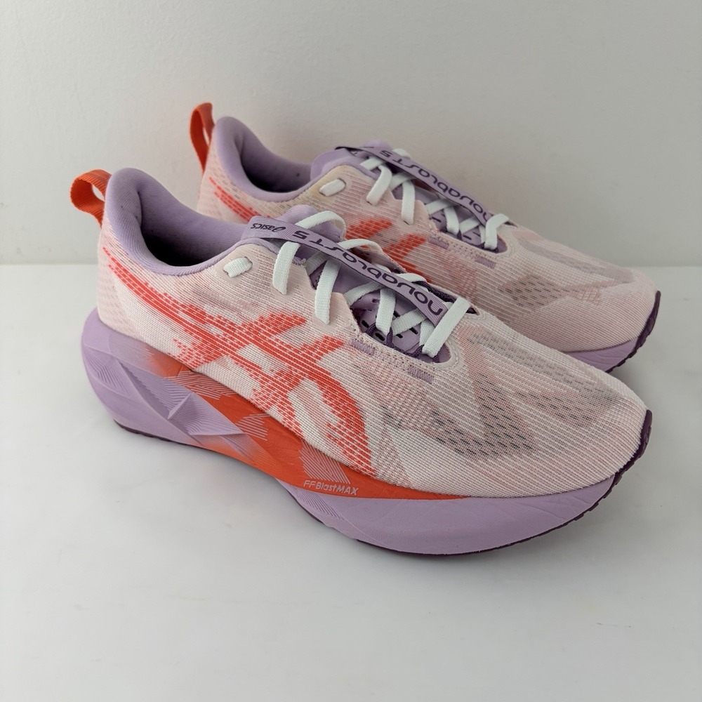 ASICS Novablast 5 Women's Size 7.5 Greyish Purple Coral Reef Running Shoes